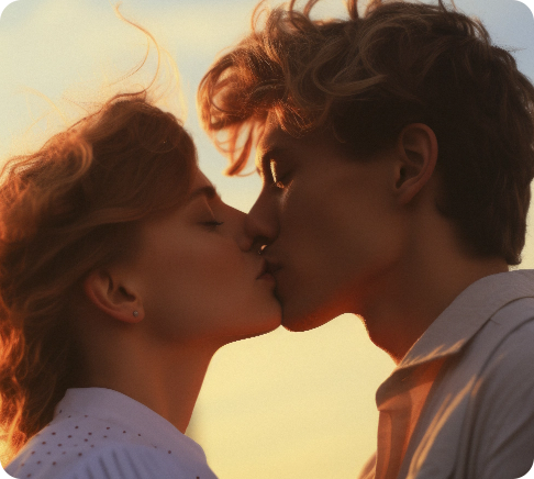 Besos con IA realistas de pareja